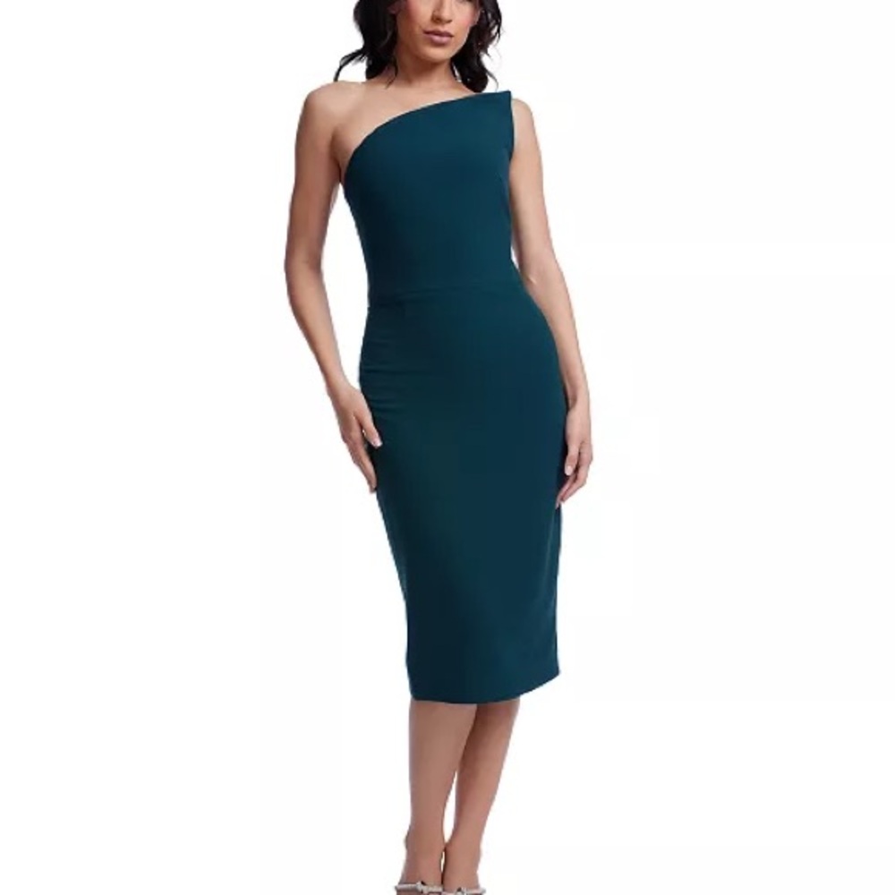 Dress the Population Blue One-Shoulder Sheath Midi Dress NWOT